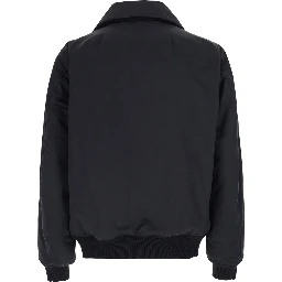 DracuFlight black Jacket with oversized high collar in tech fabric for men
