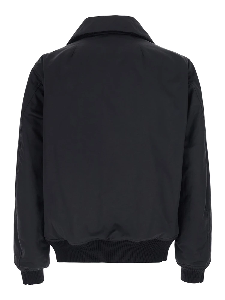 DracuFlight black Jacket with oversized high collar in tech fabric for men alternative