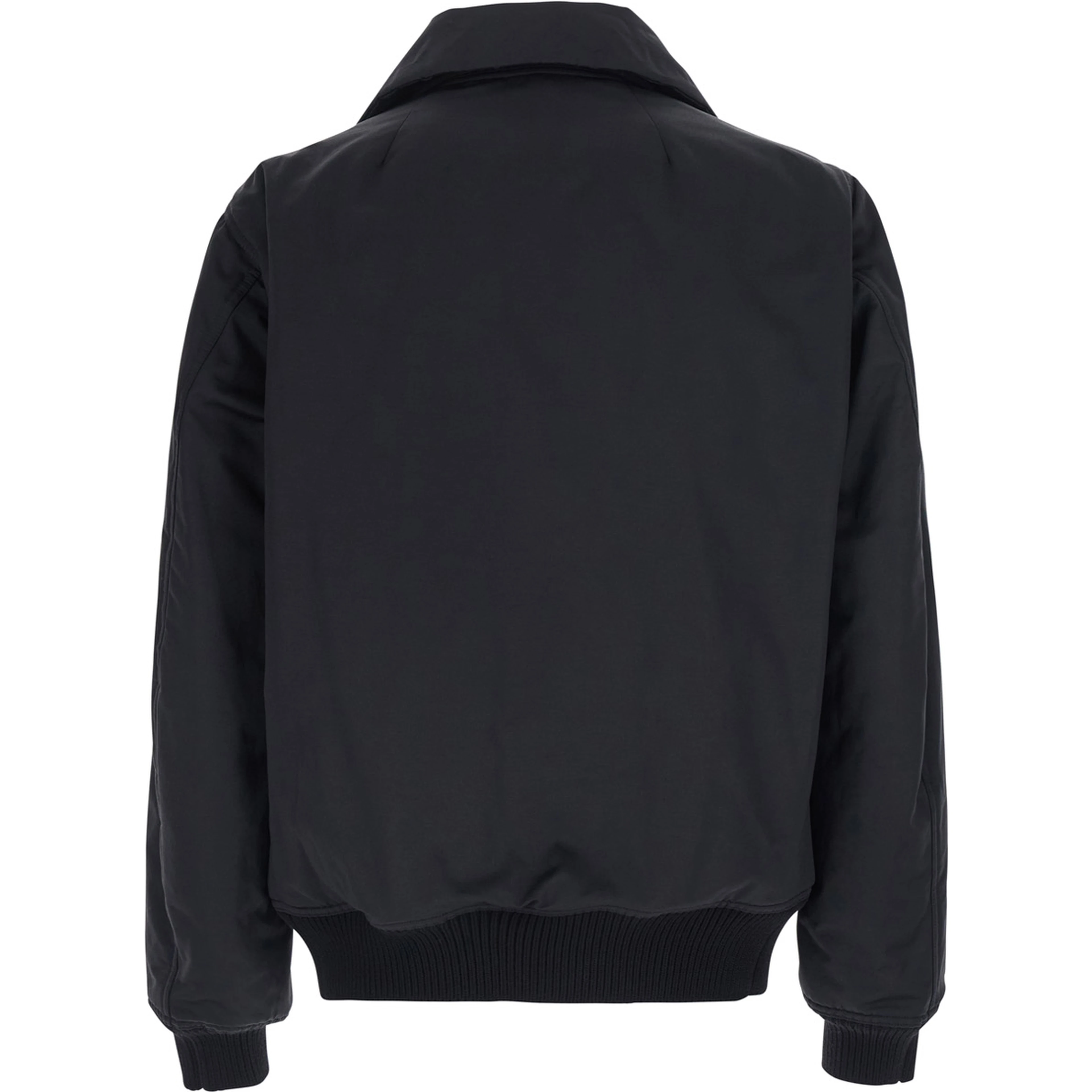DracuFlight black Jacket with oversized high collar in tech fabric for men