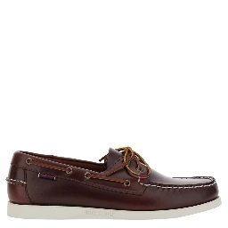 Dockside Portland Brown Loafers with Decorative Side Laces and Contrast Stitching in Leather Man