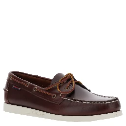 Dockside Portland Brown Loafers with Decorative Side Laces and Contrast Stitching in Leather Man