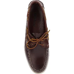 Dockside Portland Brown Loafers with Decorative Side Laces and Contrast Stitching in Leather Man