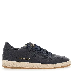 Ballstar Blue Low Top Sneakers with star patch on the side in leather for men