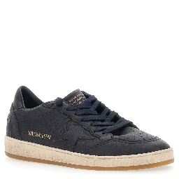 Ballstar Blue Low Top Sneakers with star patch on the side in leather for men