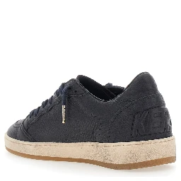 Ballstar Blue Low Top Sneakers with star patch on the side in leather for men