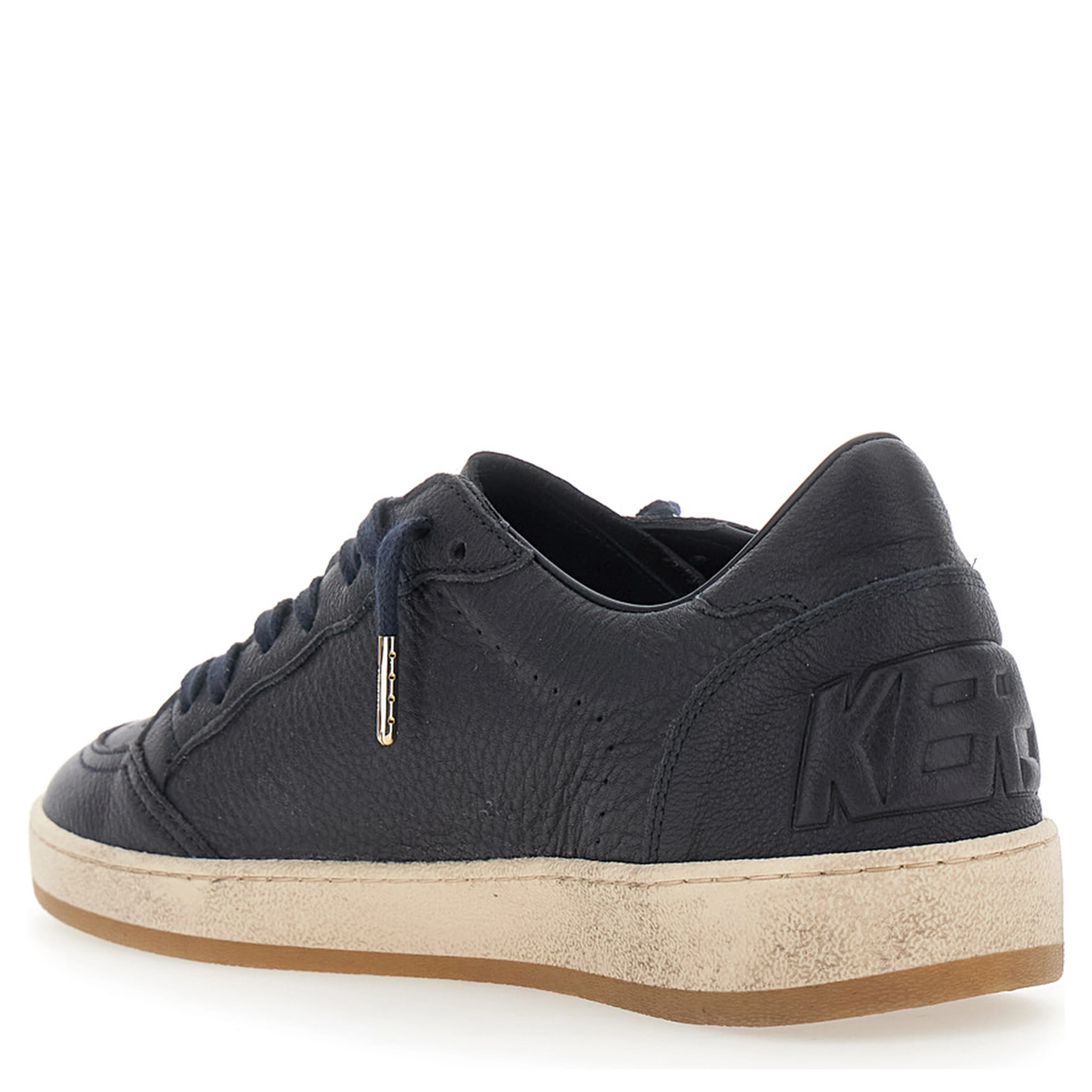Ballstar Blue Low Top Sneakers with star patch on the side in leather for men
