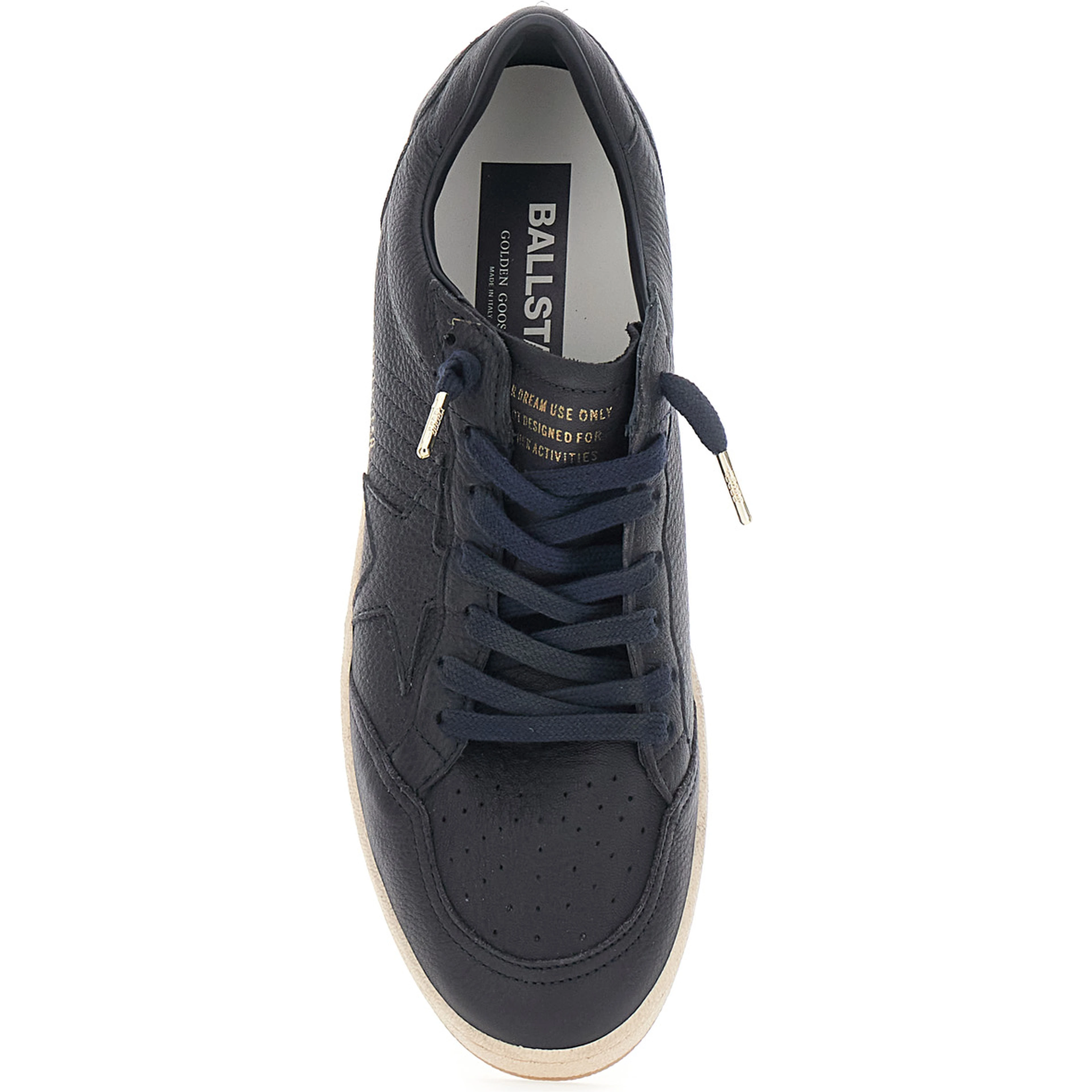 Ballstar Blue Low Top Sneakers with star patch on the side in leather for men