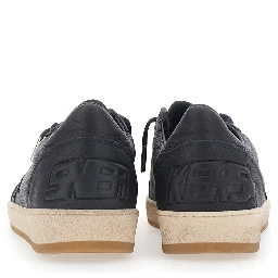 Ballstar Blue Low Top Sneakers with star patch on the side in leather for men