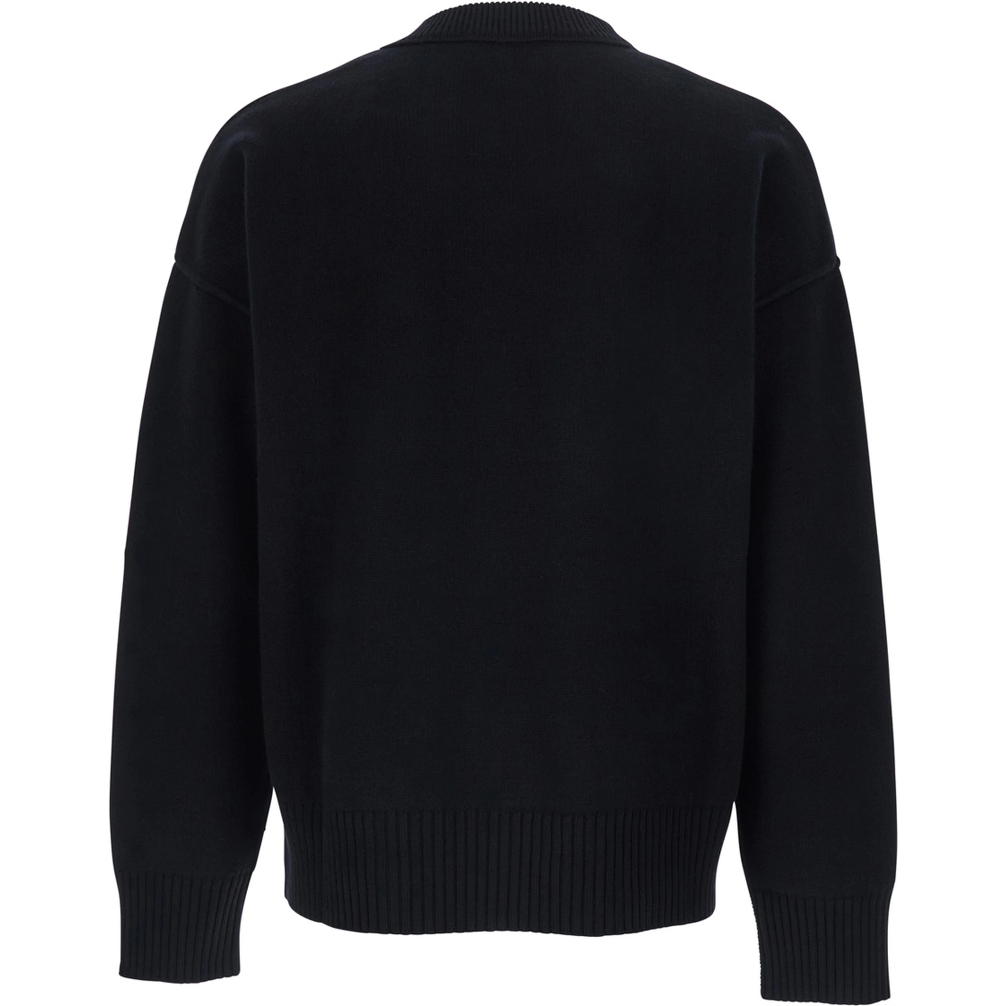 Crewneck Sweater with ADC Embroidery on the Front in Black Wool for Men