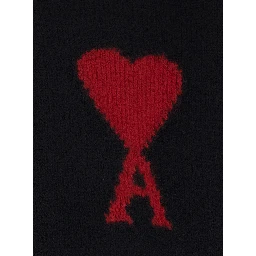 Crewneck Sweater with ADC Embroidery on the Front in Black Wool for Men