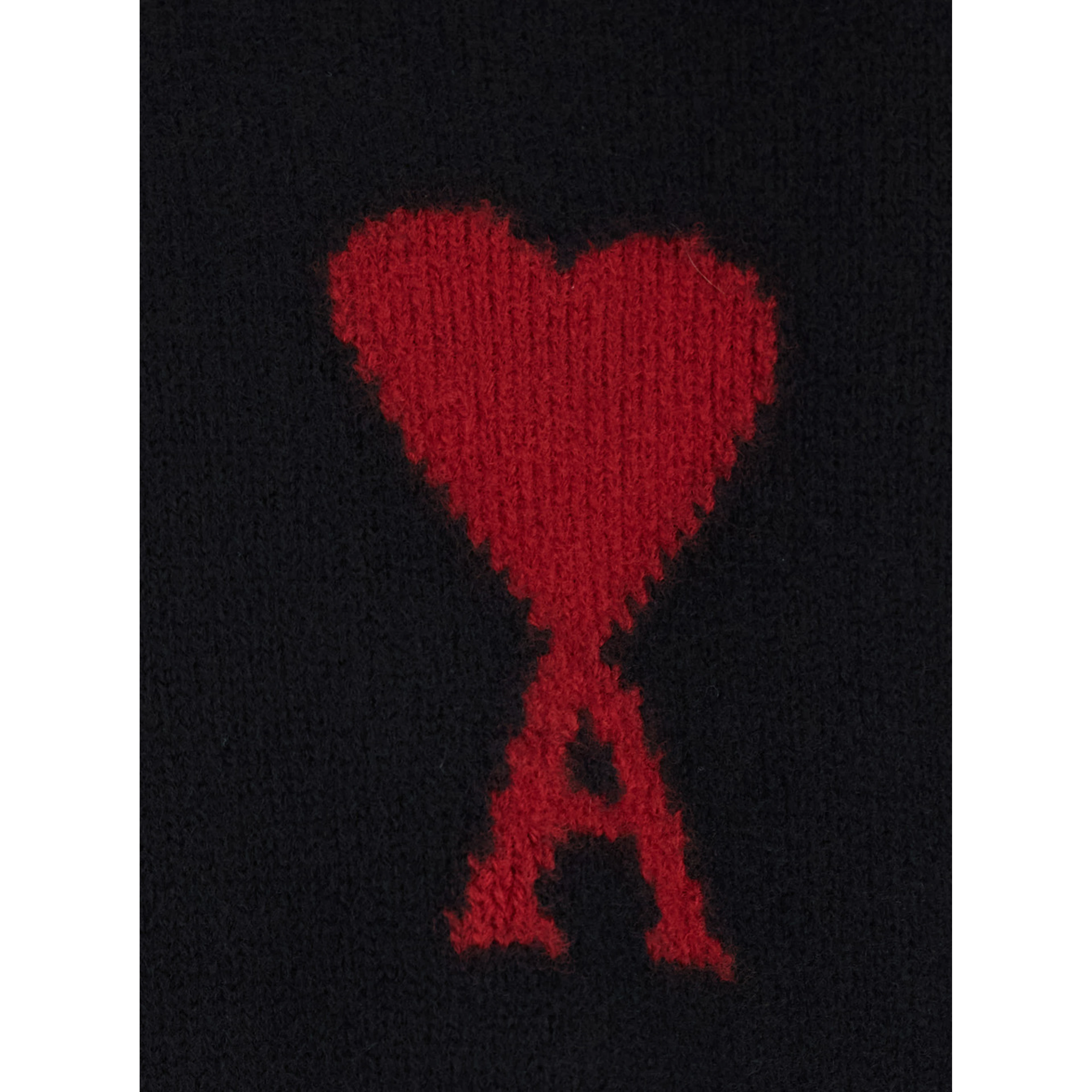 Crewneck Sweater with ADC Embroidery on the Front in Black Wool for Men
