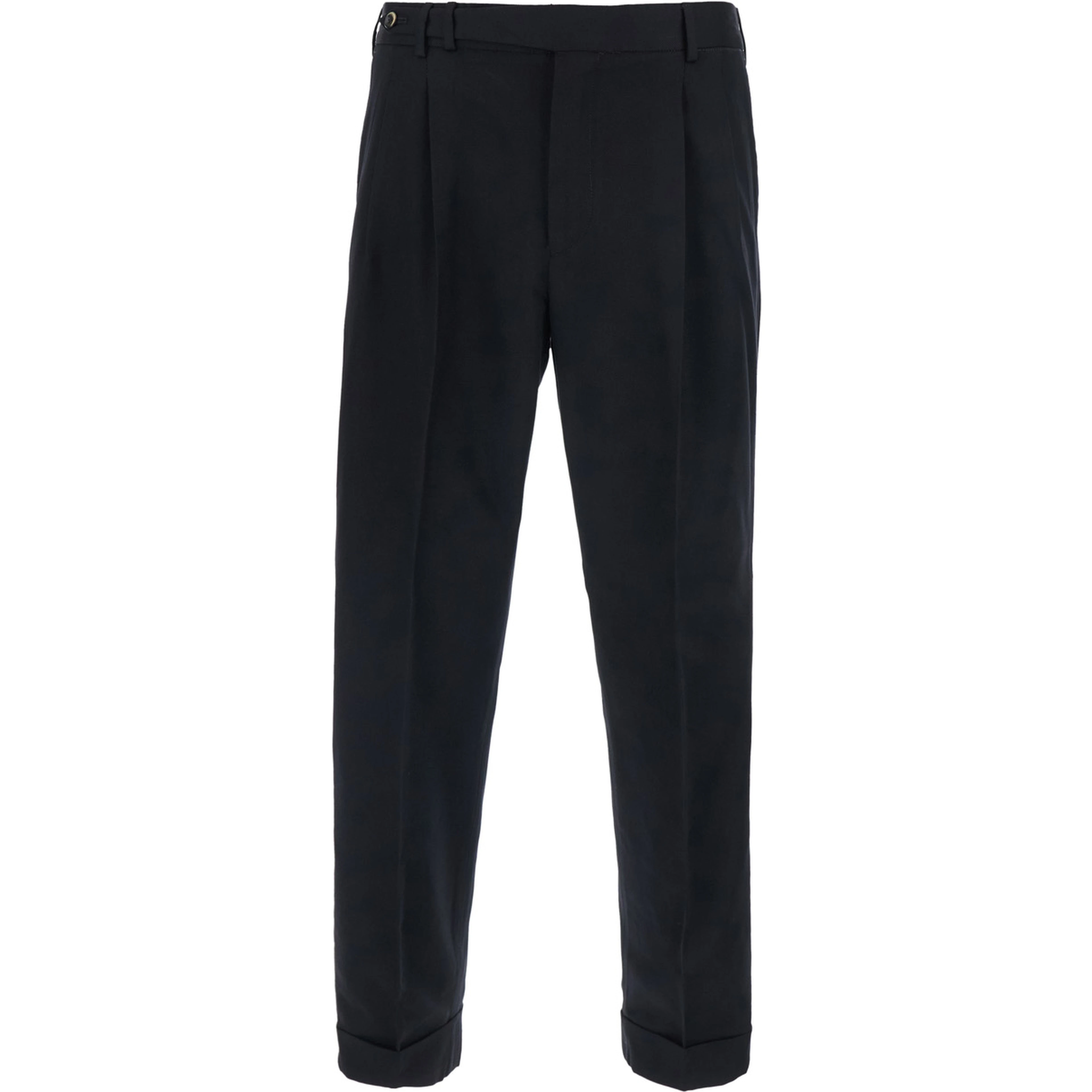 Black Pants with Belt Loops and Front Pleats in Tech Fabric for Men