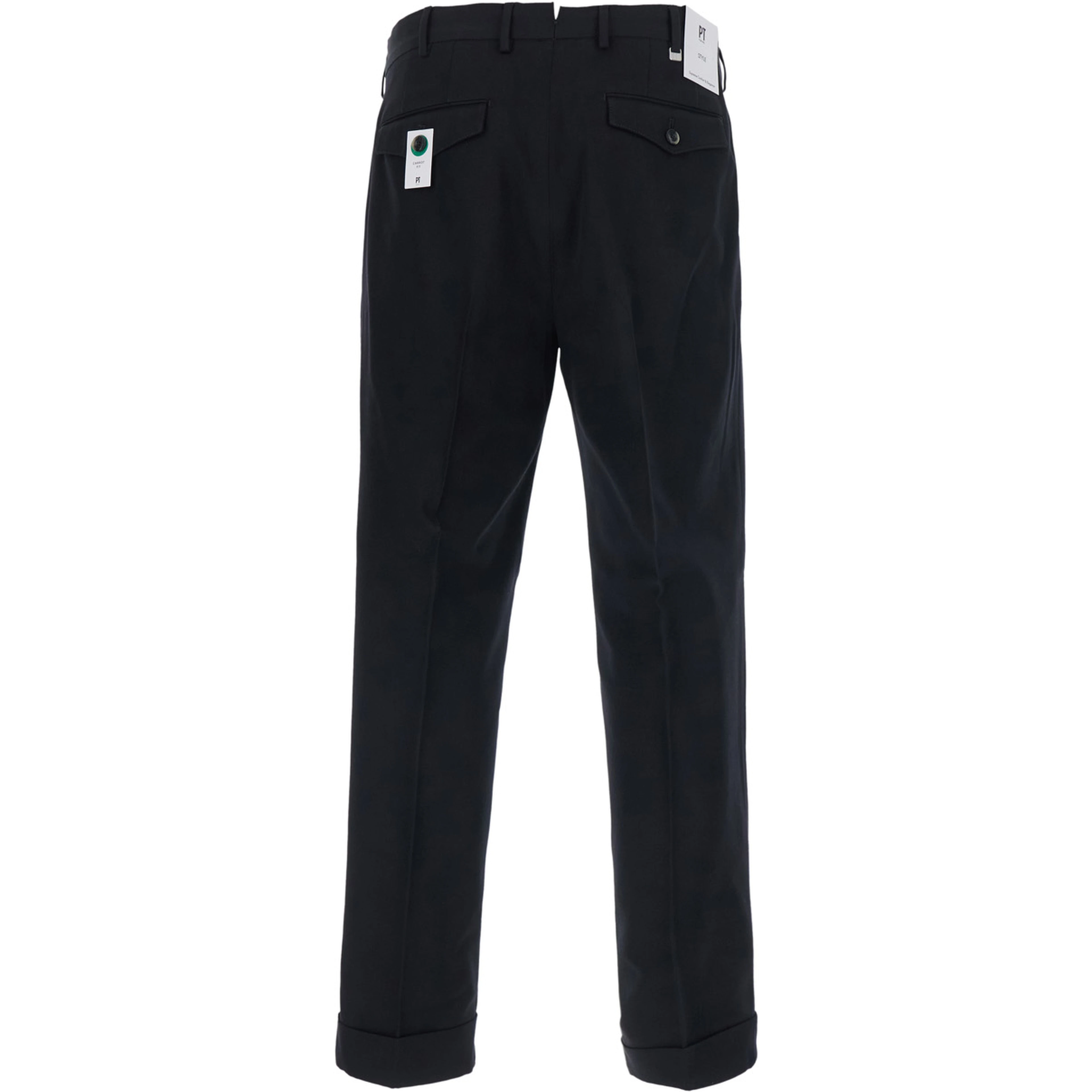 Black Pants with Belt Loops and Front Pleats in Tech Fabric for Men