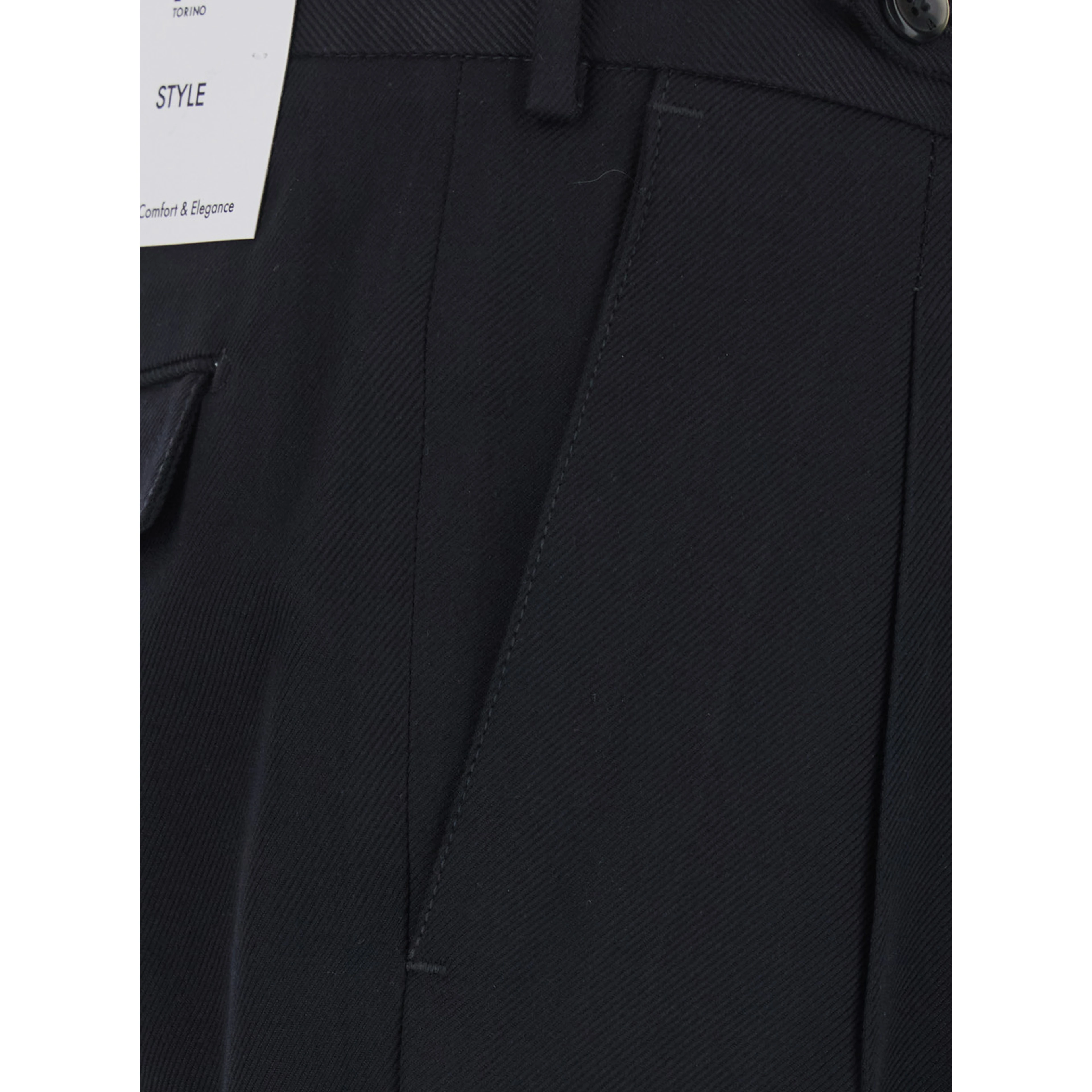 Black Pants with Belt Loops and Front Pleats in Tech Fabric for Men