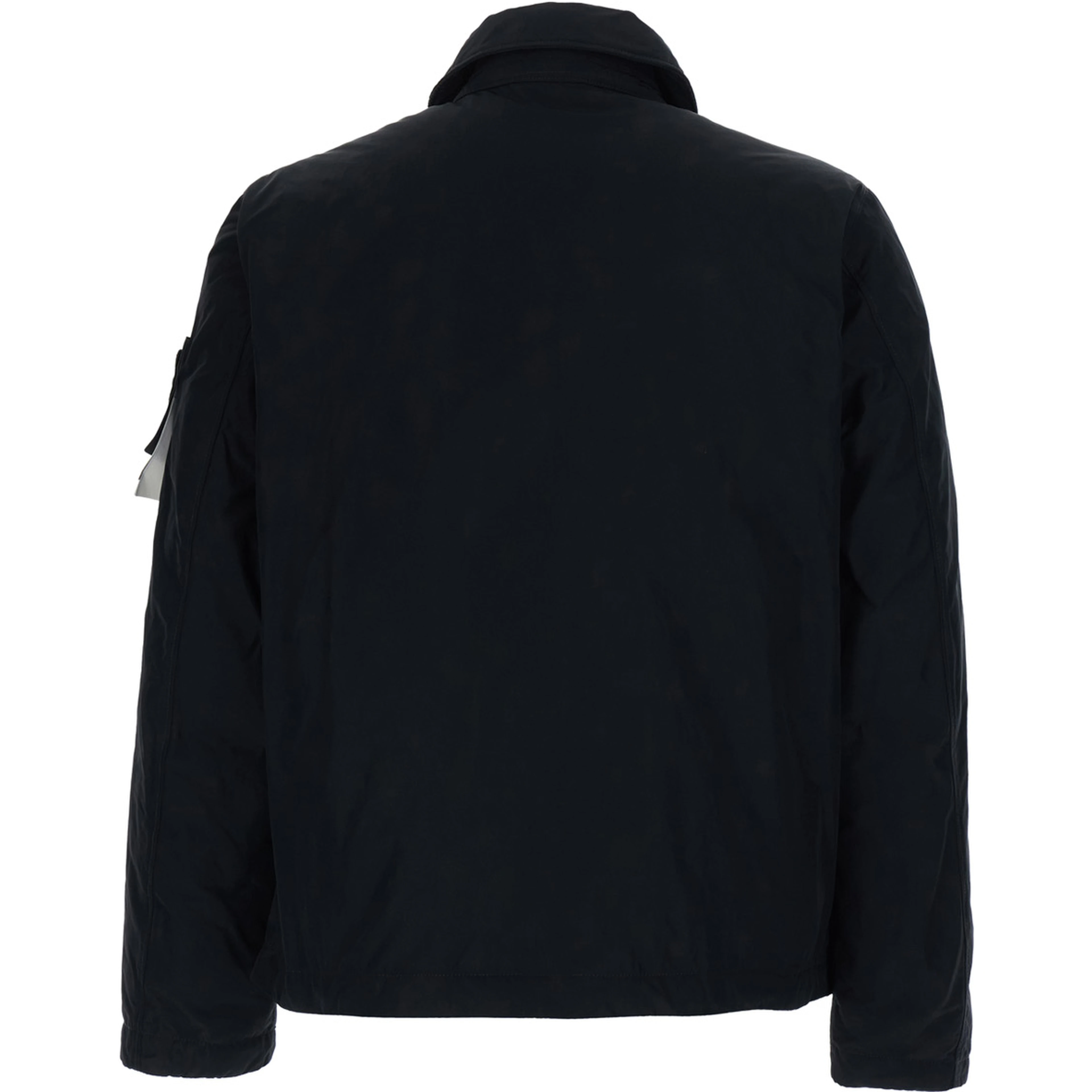 Black Jacket with classic collar and logo patch on the sleeve in Tech Fabric for men