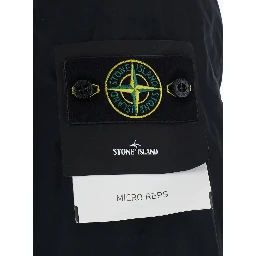 Black Jacket with classic collar and logo patch on the sleeve in Tech Fabric for men