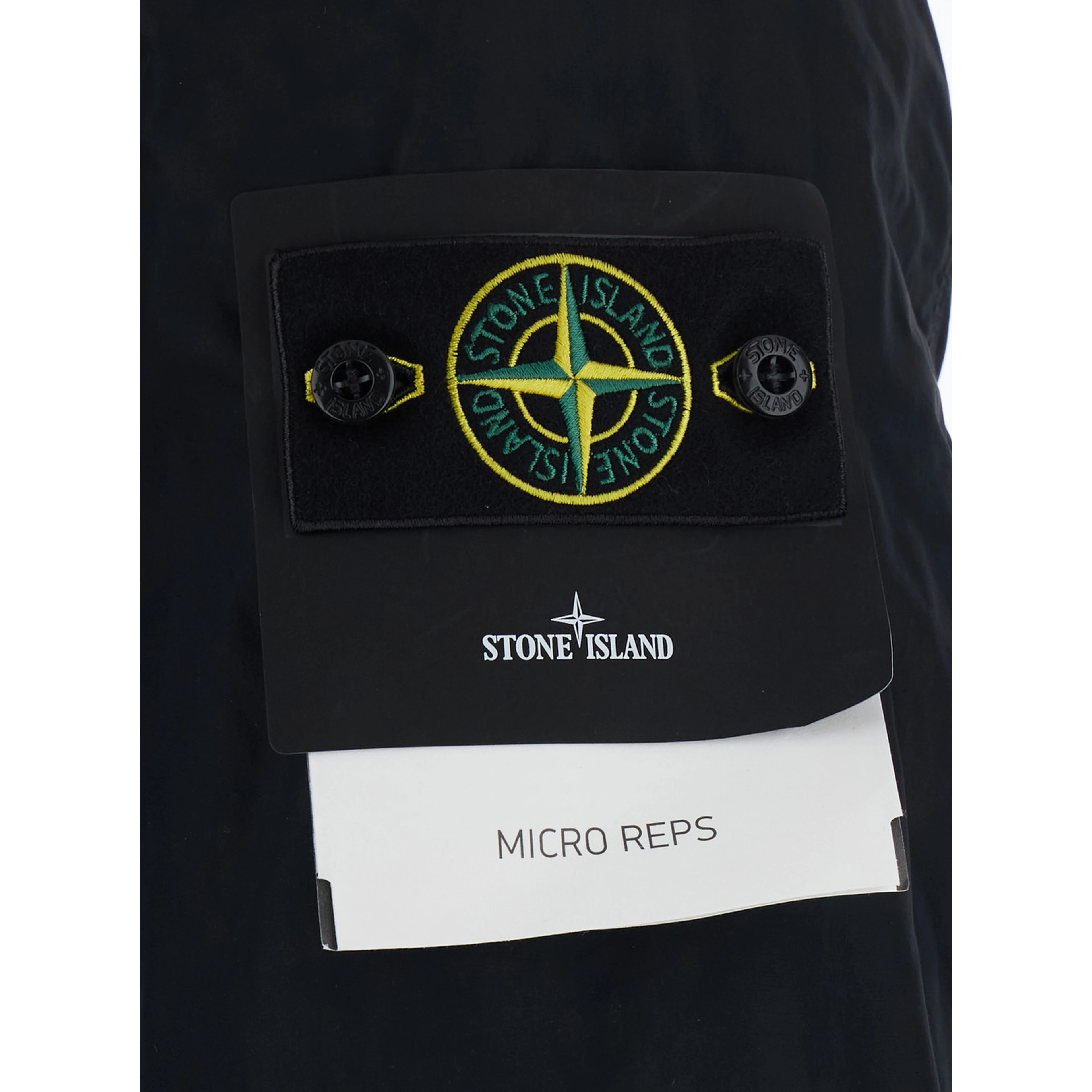 Black Jacket with classic collar and logo patch on the sleeve in Tech Fabric for men
