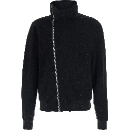 BAUHAUS JOGGER black Sweatshirt with high collar and asymmetrical zip closure in cotton for men