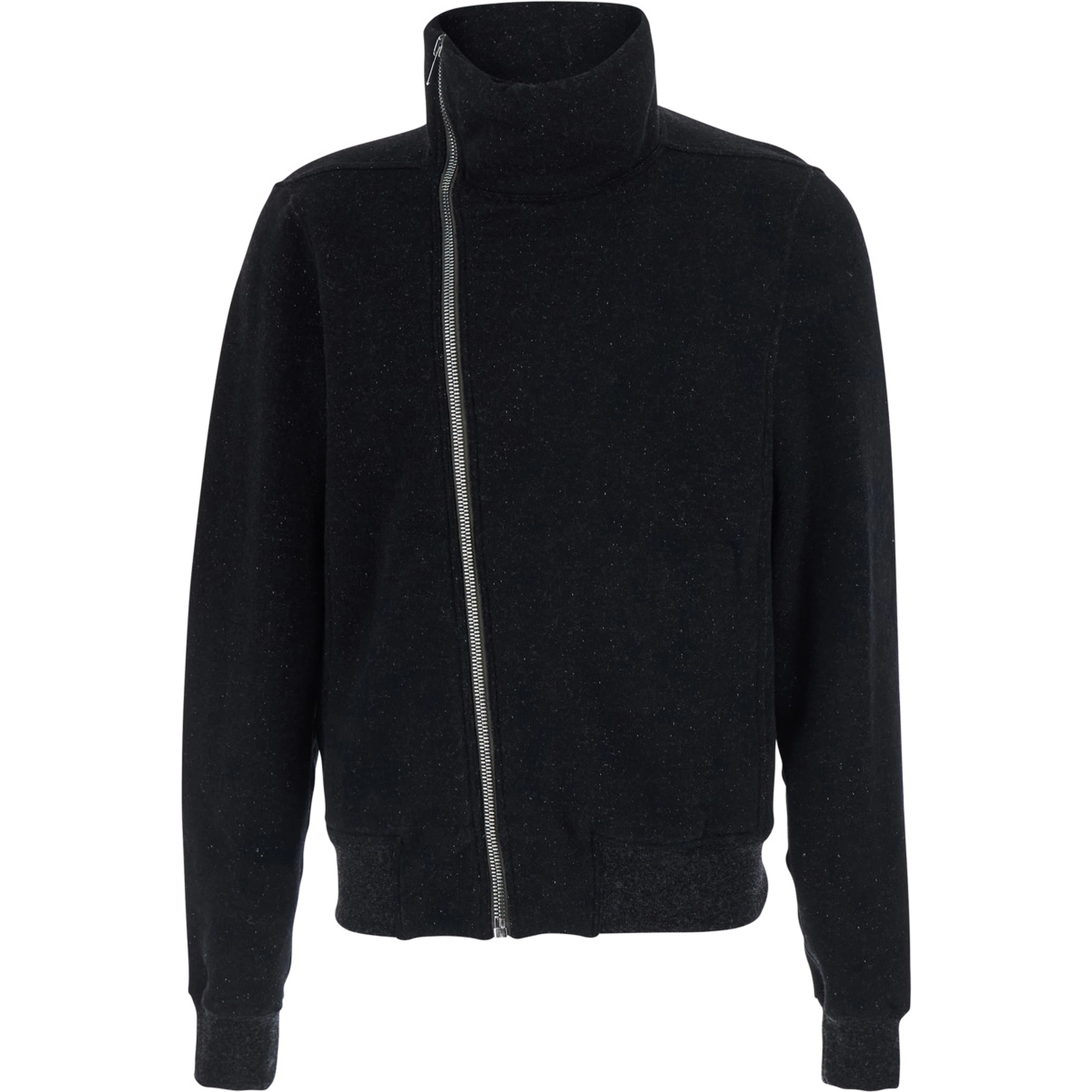 BAUHAUS JOGGER black Sweatshirt with high collar and asymmetrical zip closure in cotton for men