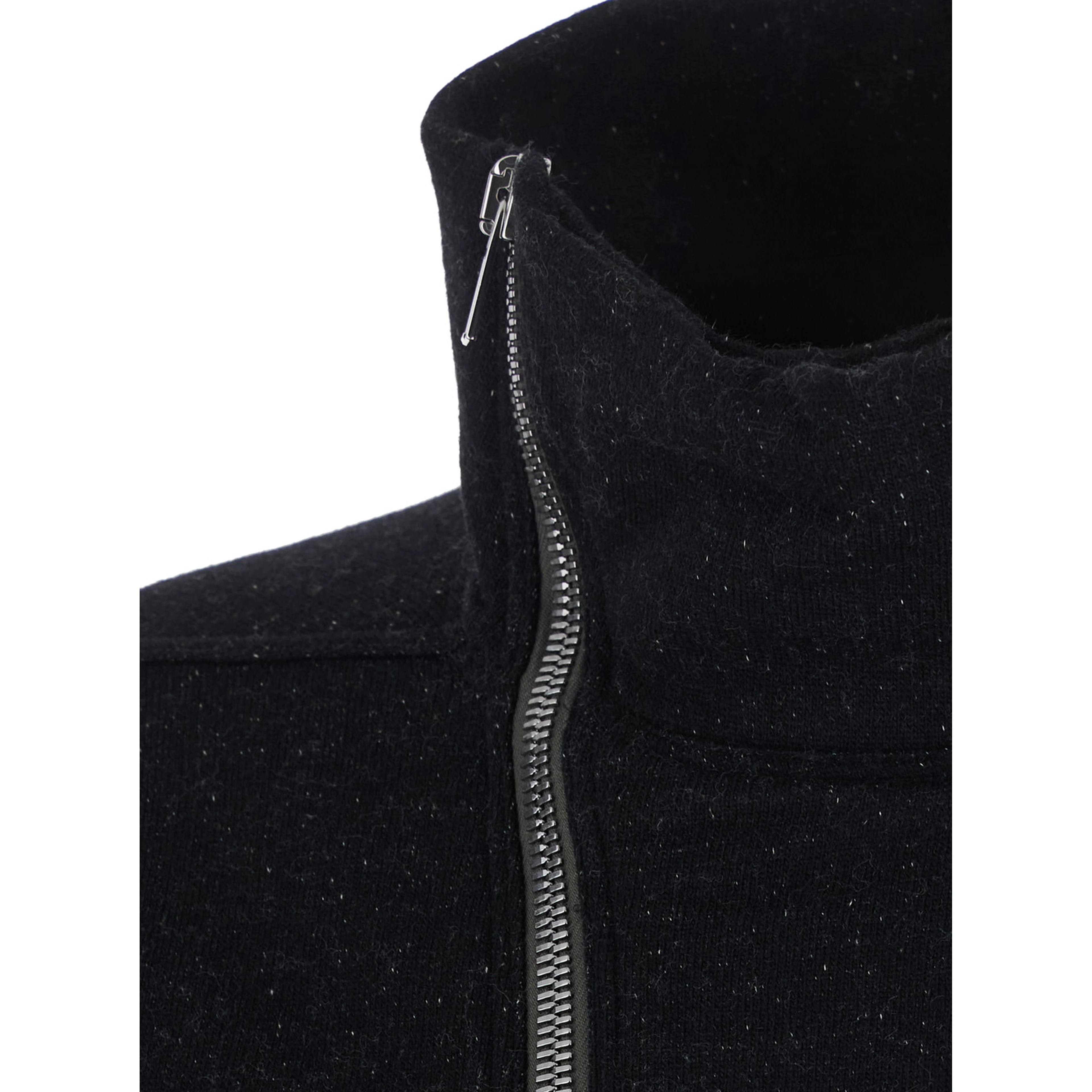 BAUHAUS JOGGER black Sweatshirt with high collar and asymmetrical zip closure in cotton for men