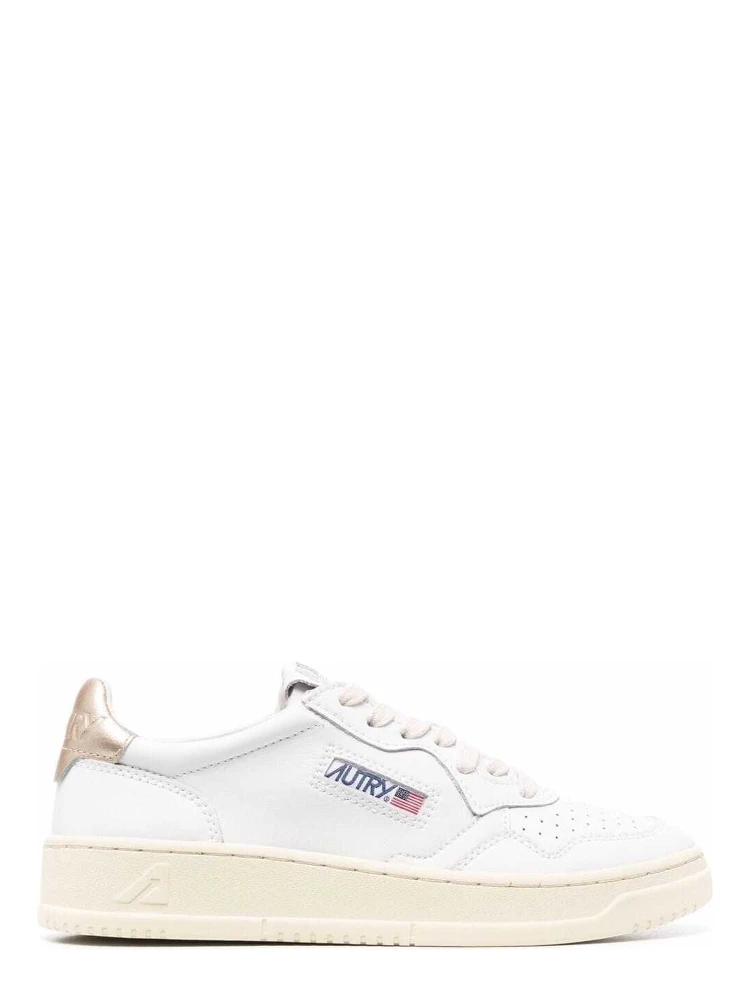 Low Sneakers Medalist with Contrast Heel in White Leather for Women