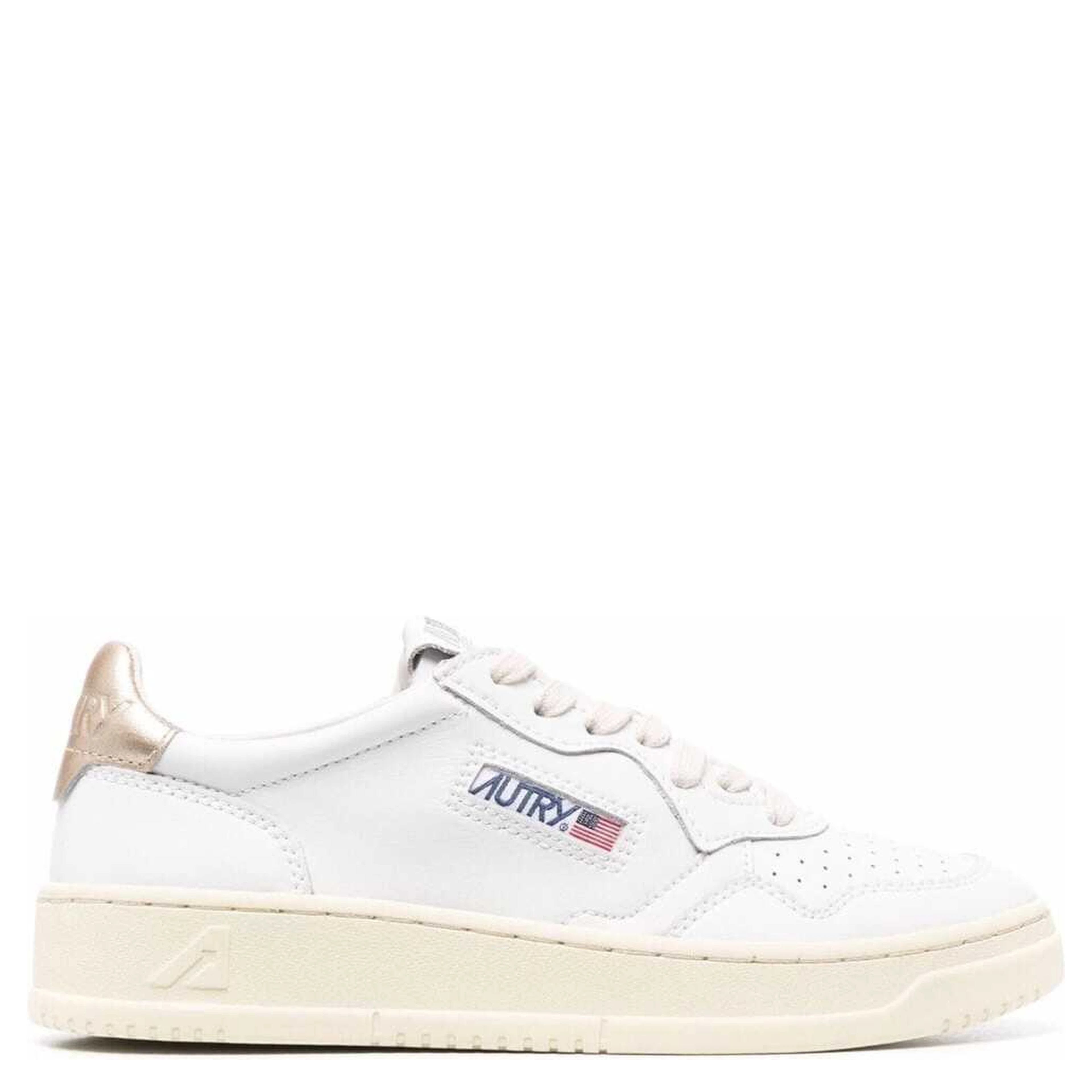 Low Sneakers Medalist with Contrast Heel in White Leather for Women