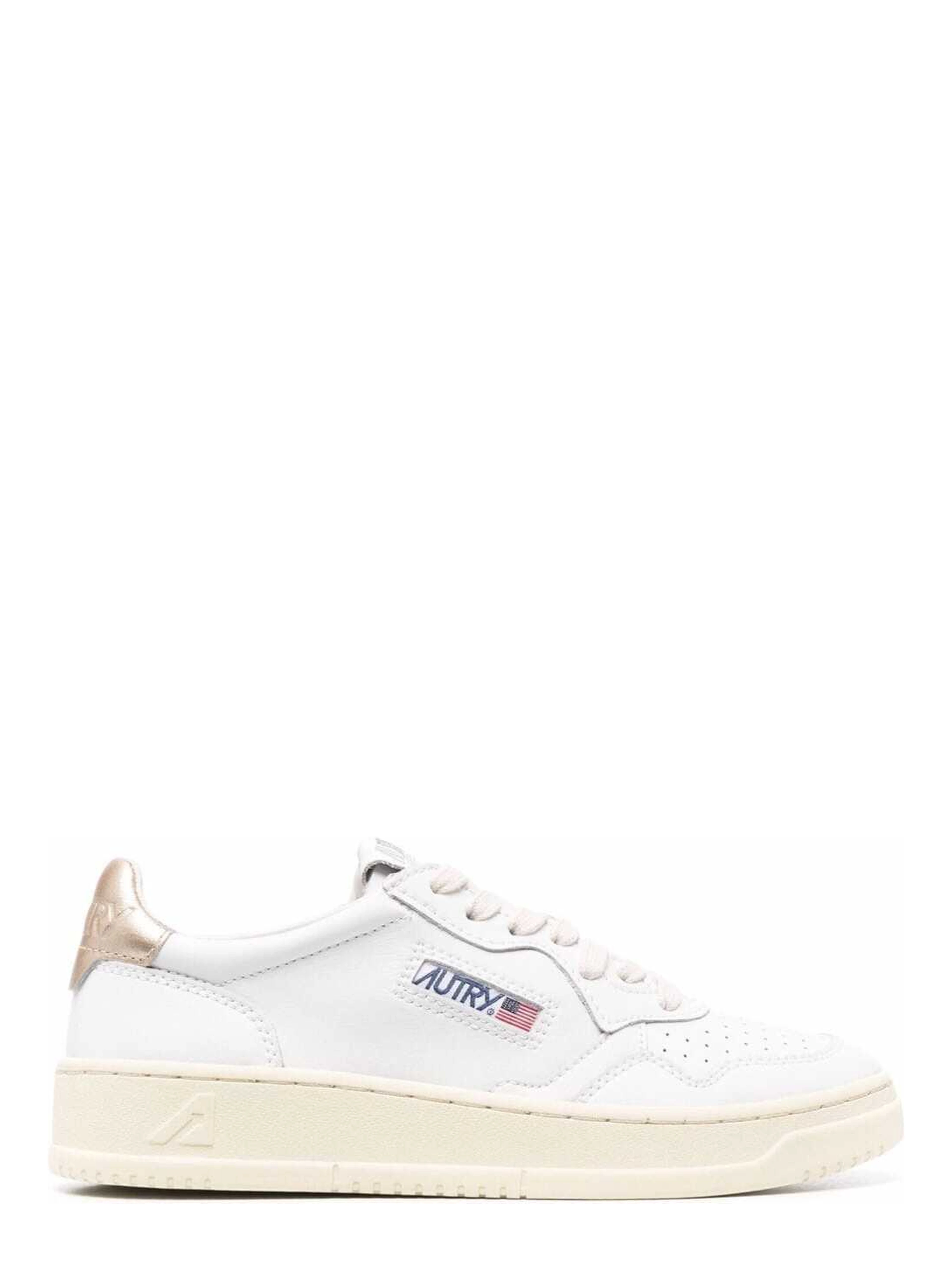 Low Sneakers Medalist with Contrast Heel in White Leather for Women