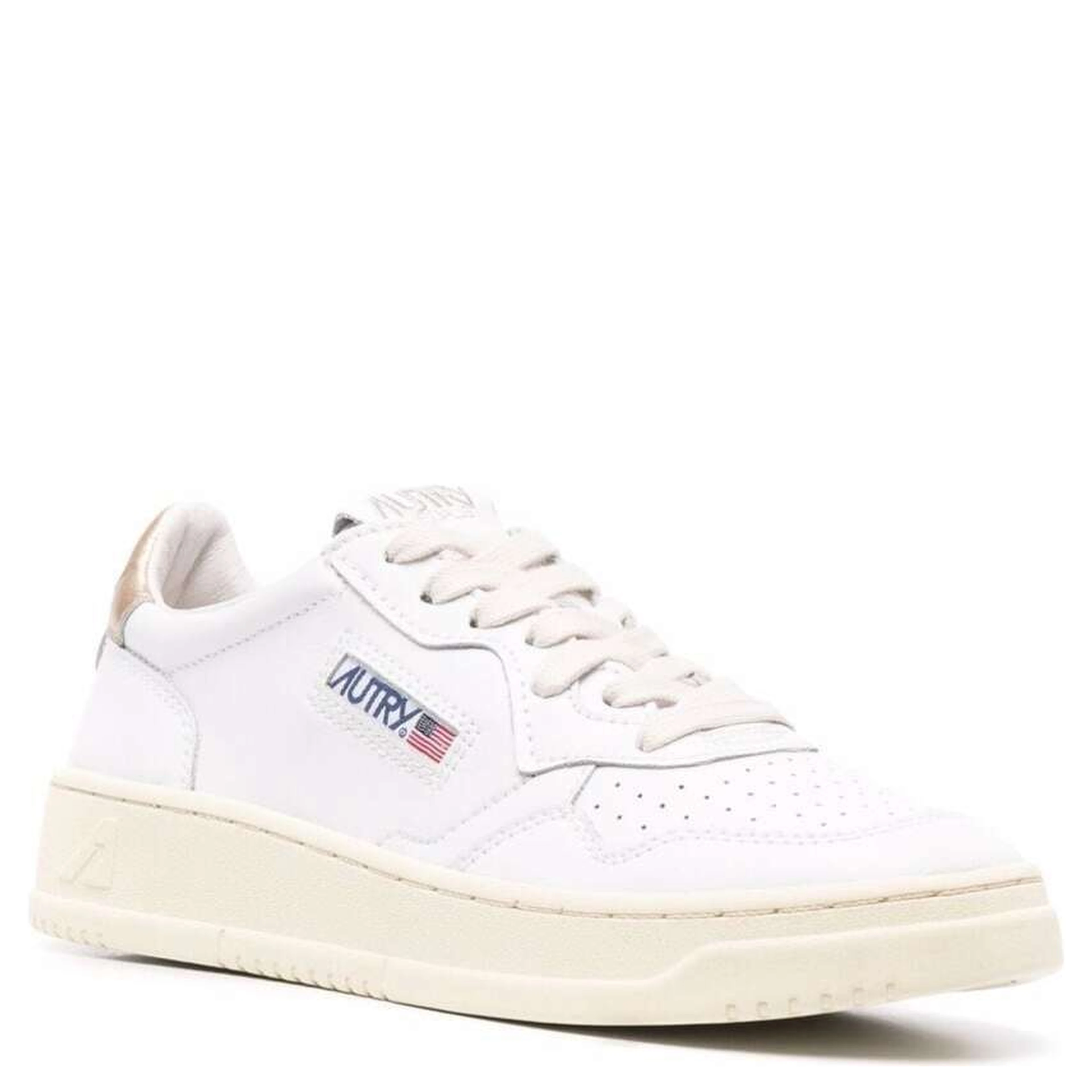 Low Sneakers Medalist with Contrast Heel in White Leather for Women