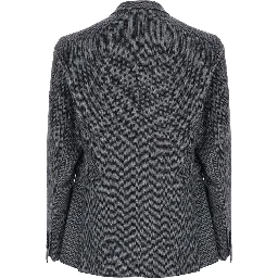 Montecarlo Grey Double-Breasted Jackets with Pockets and Raw-Edge Hem in wool Men