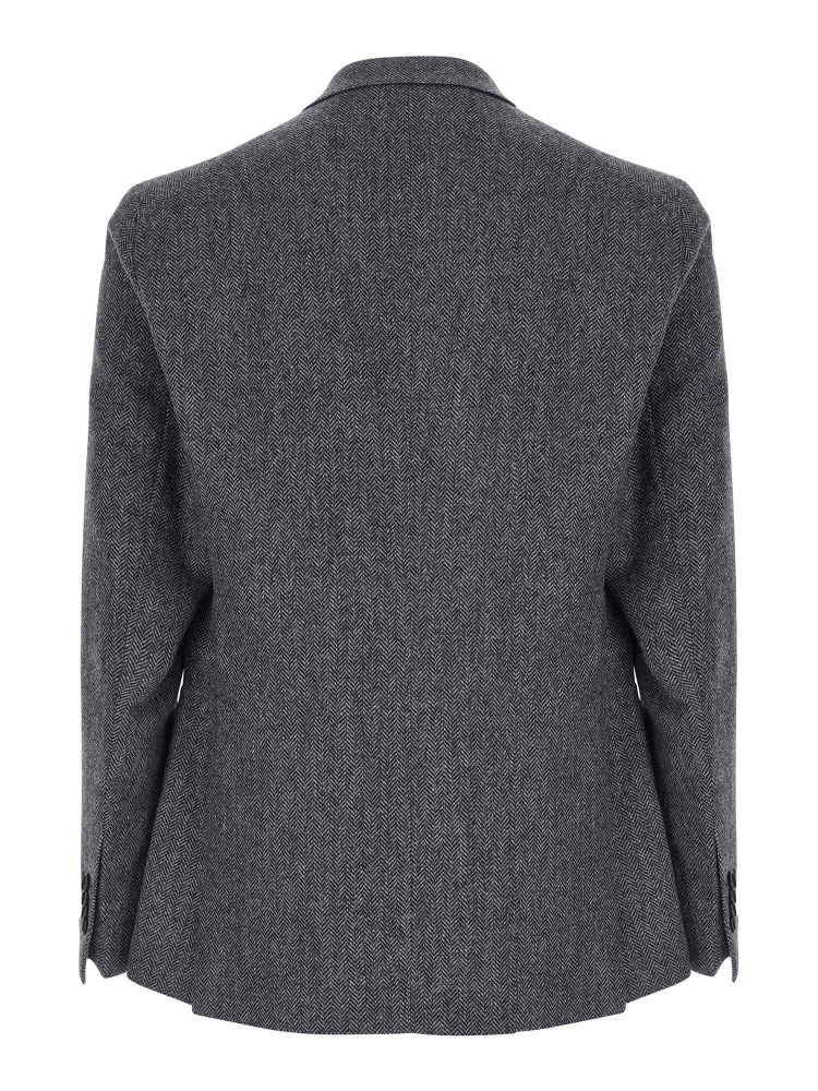 Montecarlo Grey Double-Breasted Jackets with Pockets and Raw-Edge Hem in wool Men alternative