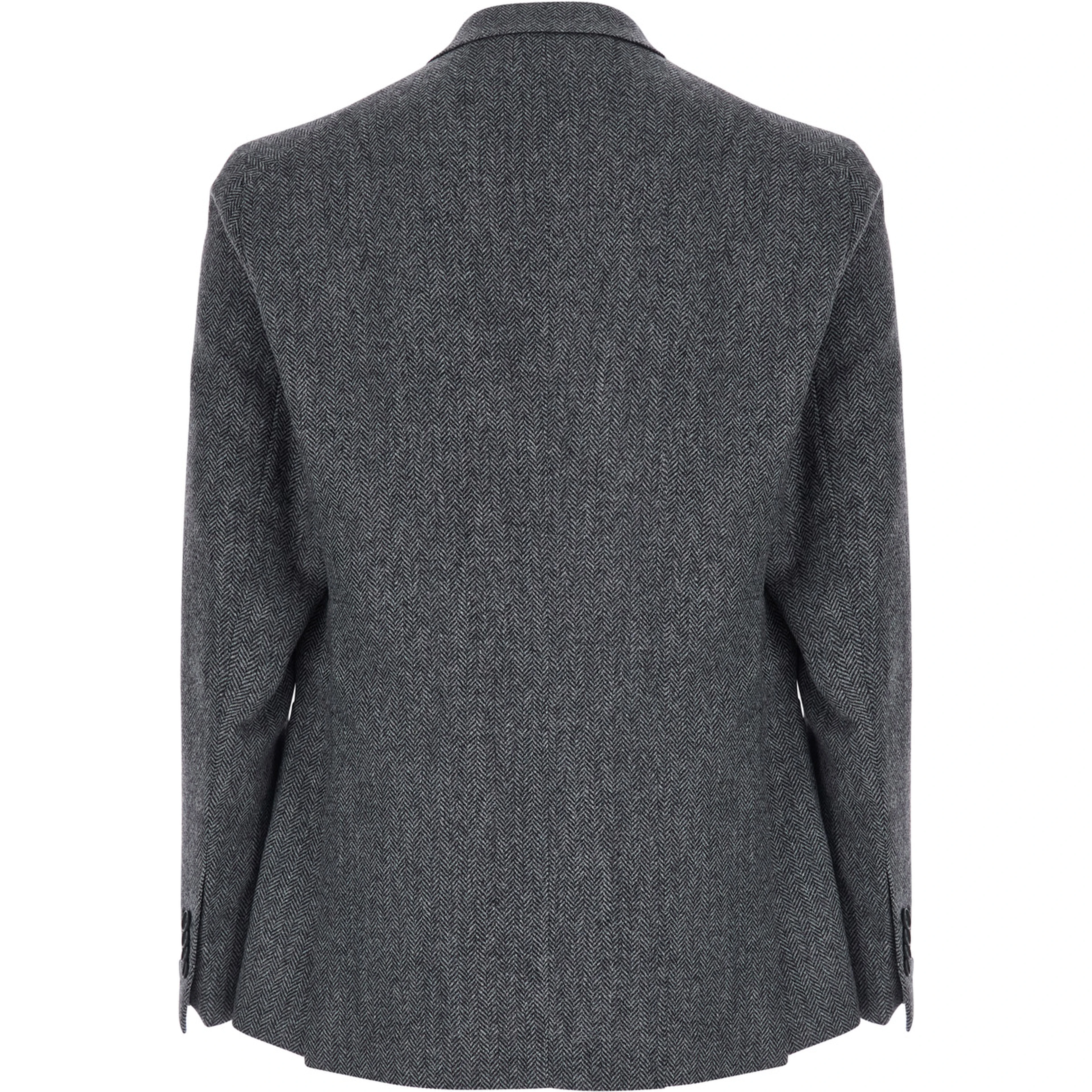 Montecarlo Grey Double-Breasted Jackets with Pockets and Raw-Edge Hem in wool Men