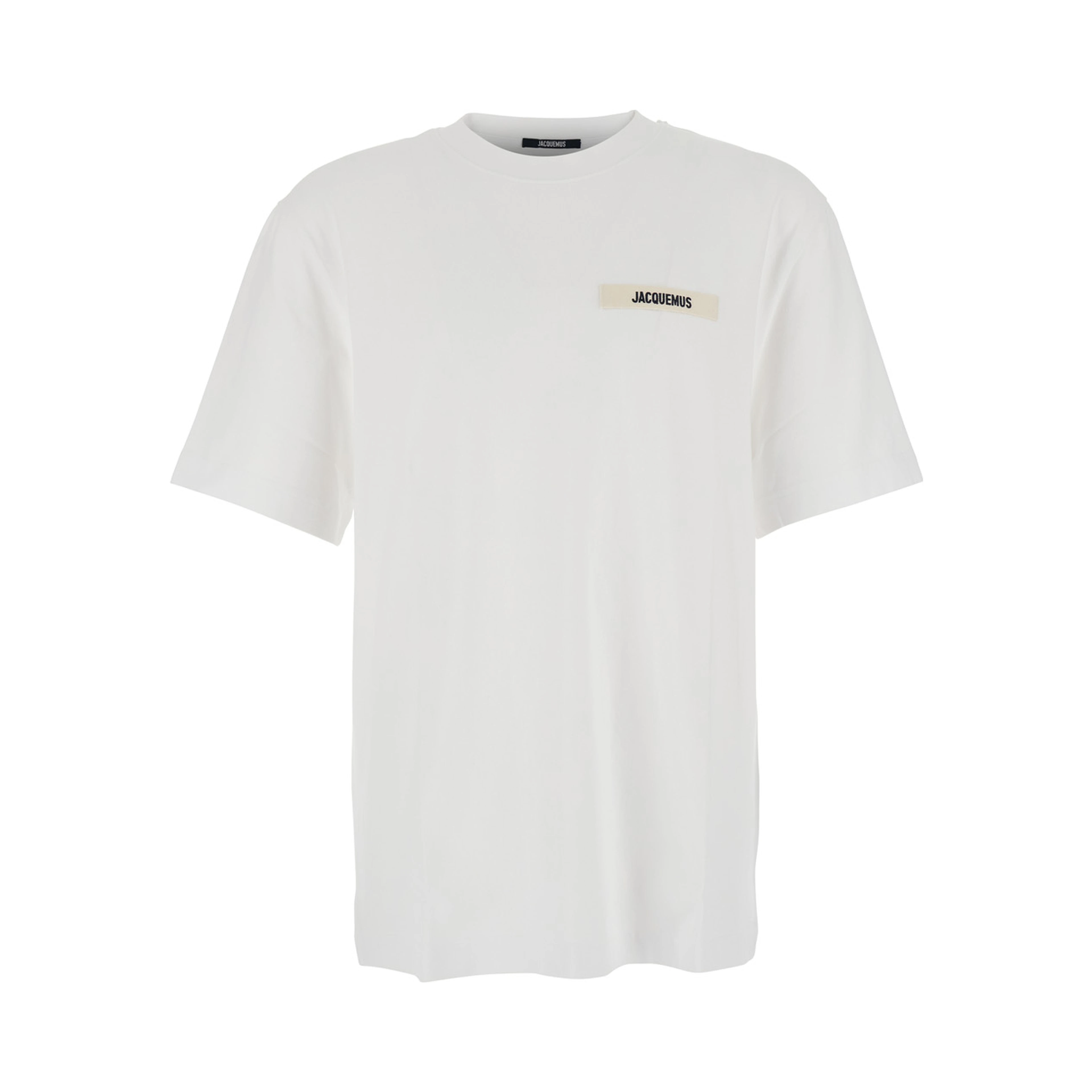T-Shirt Le T-Shirt Gros Grain Crew Neck with Logo Patch on the Front in White Cotton for Men