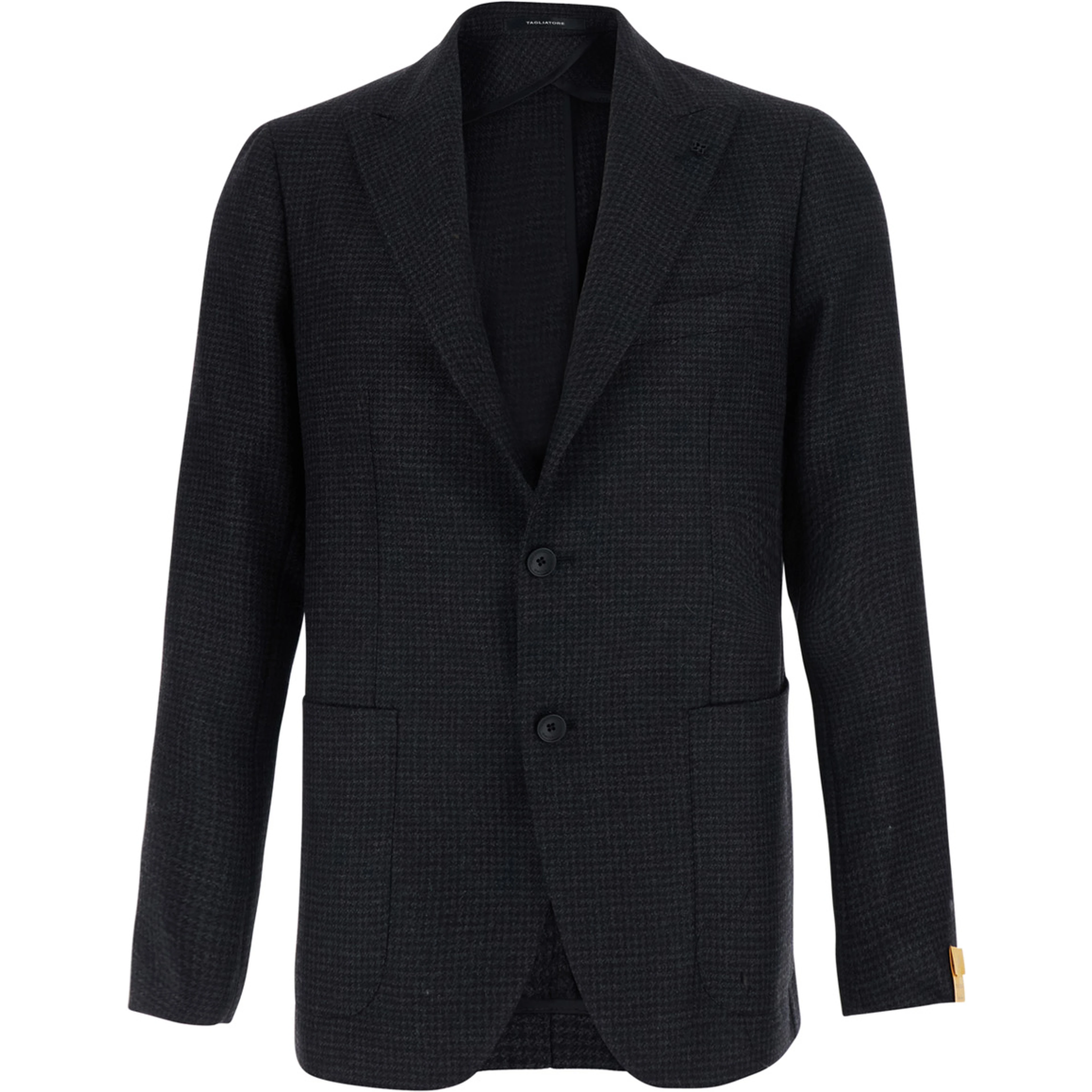 Grey Single-Breasted Jacket with Stripe Motif and Pin on Front in Wool for Men