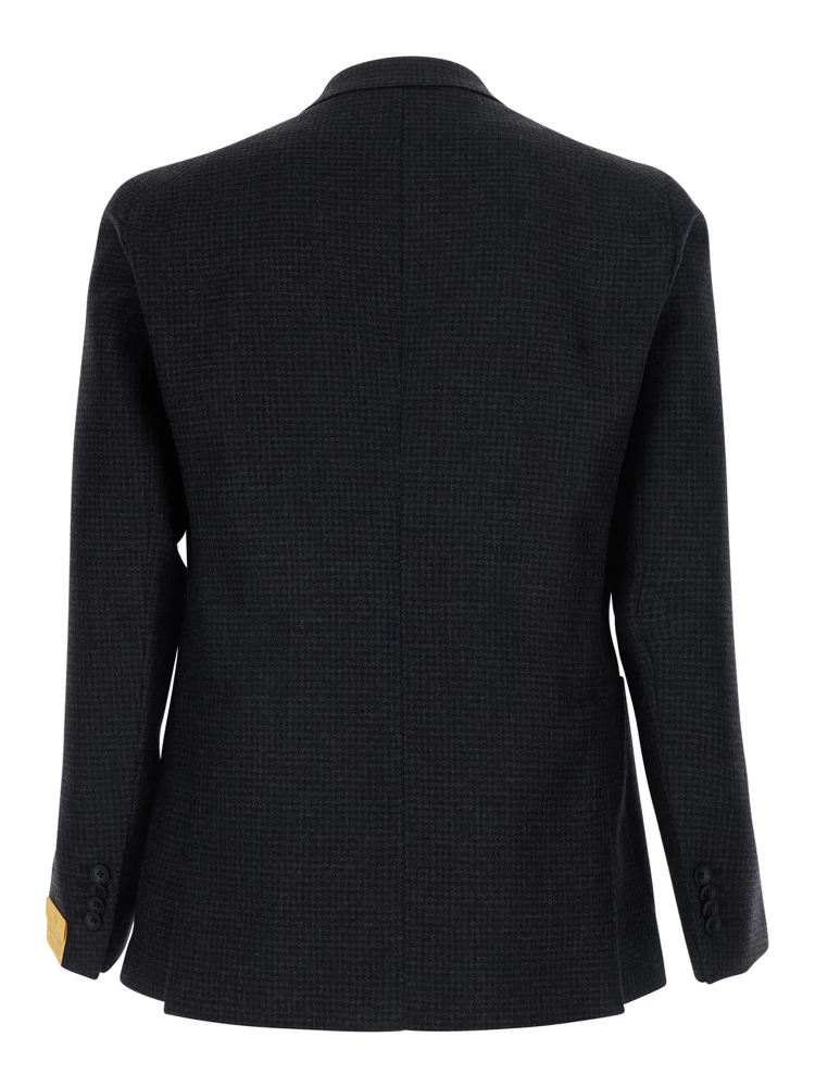 Grey Single-Breasted Jacket with Stripe Motif and Pin on Front in Wool for Men alternative