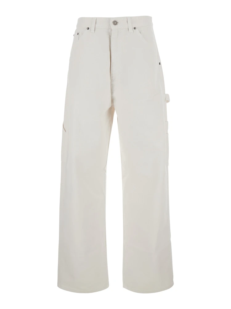 White jeans with wide leg in denim for women