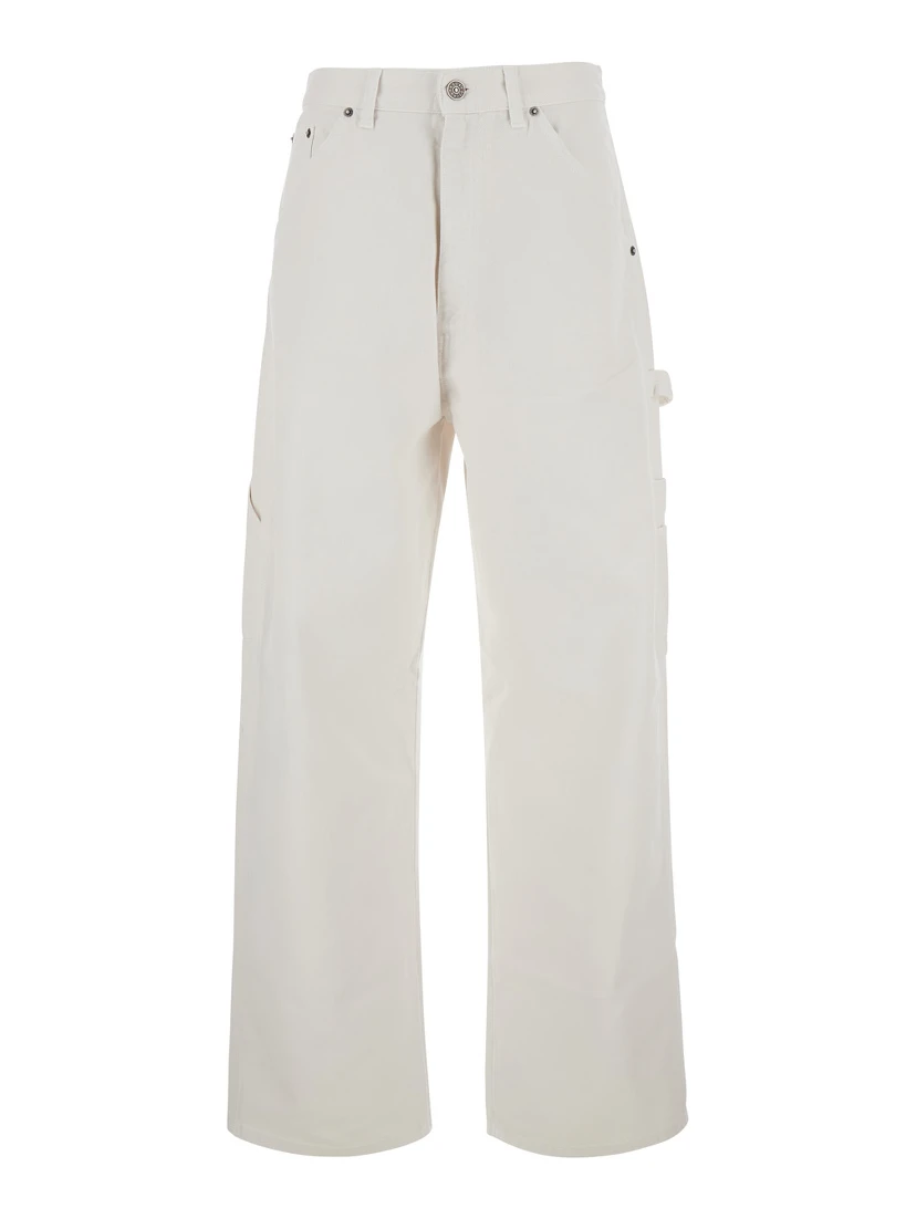 White jeans with wide leg in denim for women