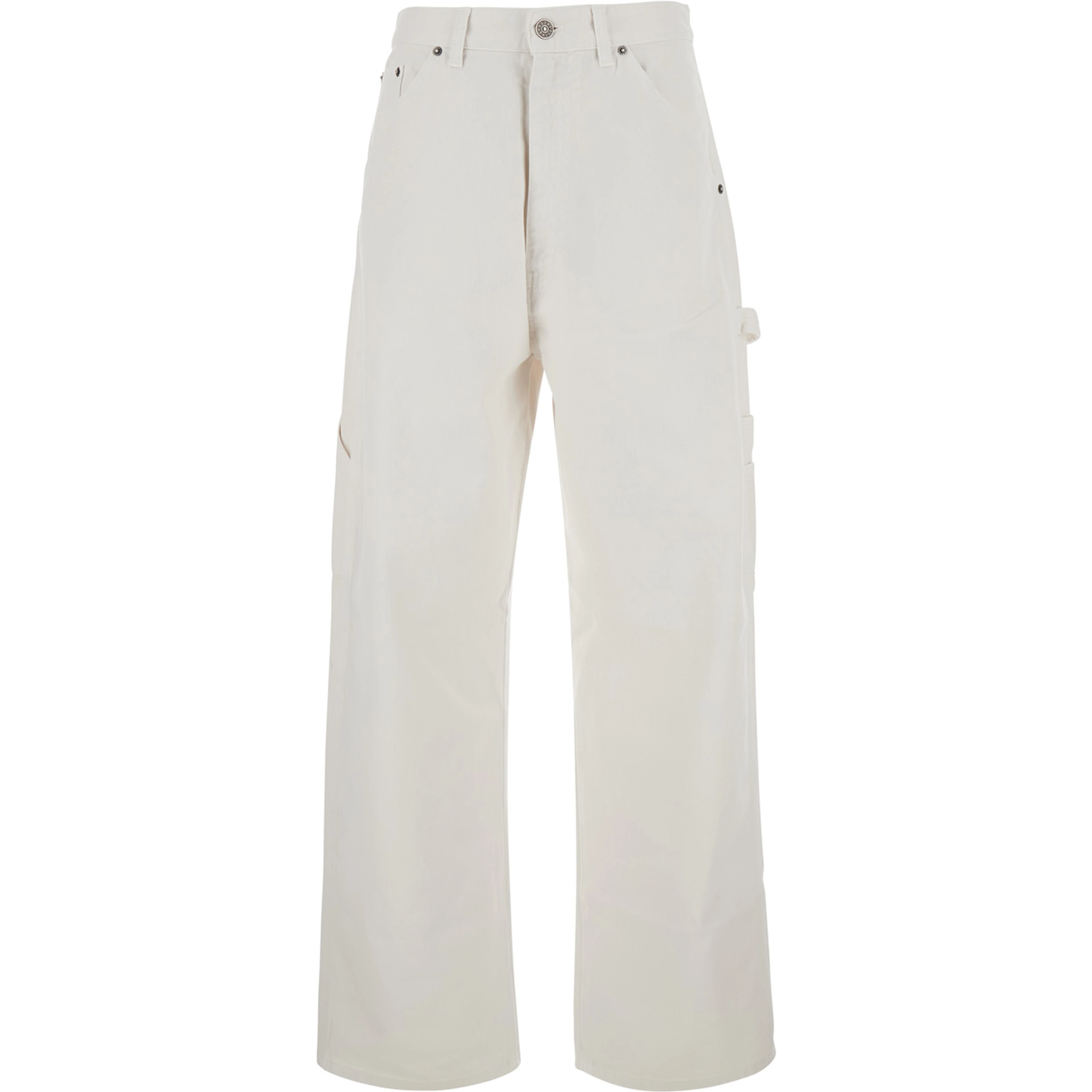 White jeans with wide leg in denim for women