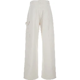 White jeans with wide leg in denim for women