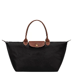 Le Pilage Original Black shoulder bag with Embossed Logo on the Front in Canvas for Women