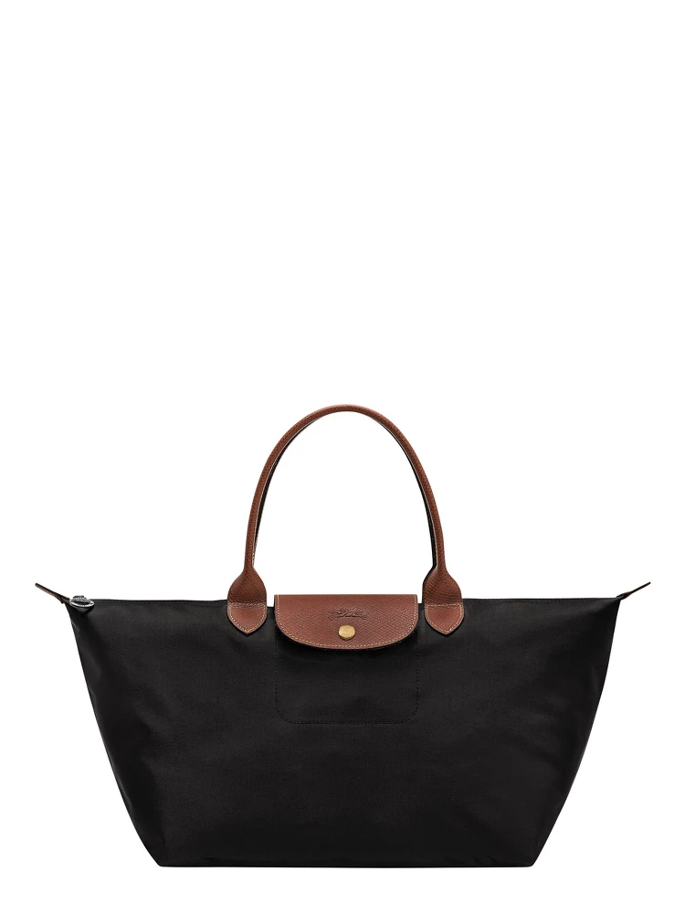 Le Pilage Original Black shoulder bag with Embossed Logo on the Front in Canvas for Women