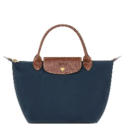 Handbag Le Pliage S with Engraved Logo in Recycled Canvas Blue Women