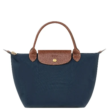Handbag Le Pliage S with Engraved Logo in Recycled Canvas Blue Women