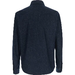 Blue Shirt with classic collar and two patch pockets on the front in denim for men