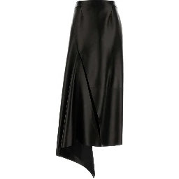SLASHED LONG LEATHER SKIRT