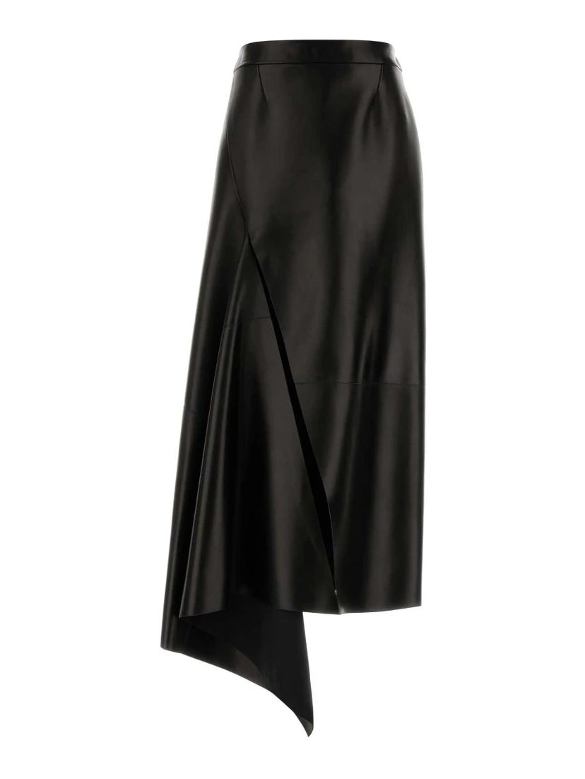 SLASHED LONG LEATHER SKIRT