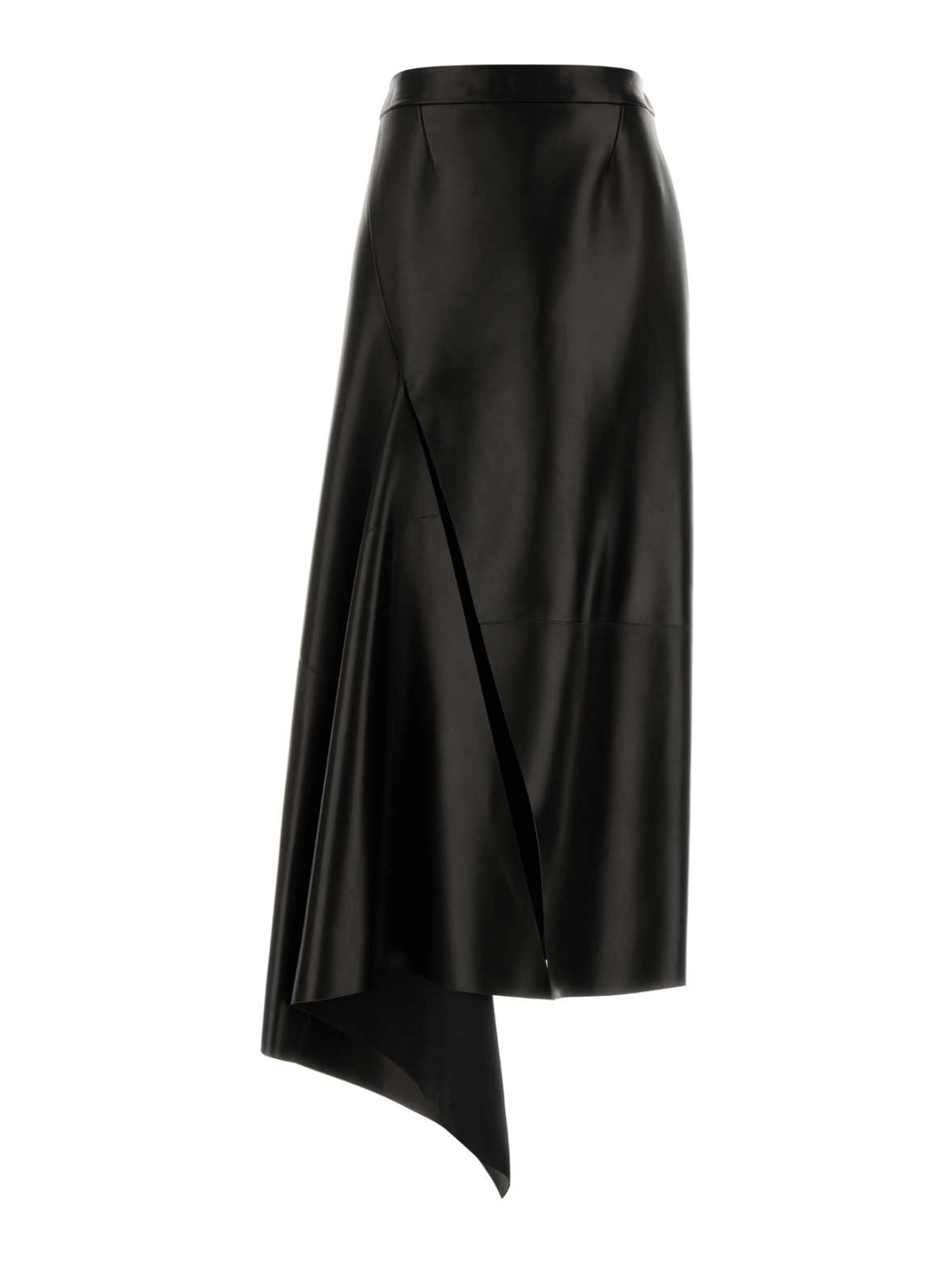 SLASHED LONG LEATHER SKIRT