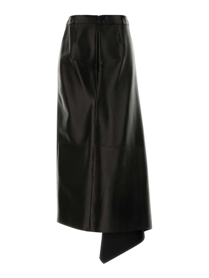 SLASHED LONG LEATHER SKIRT