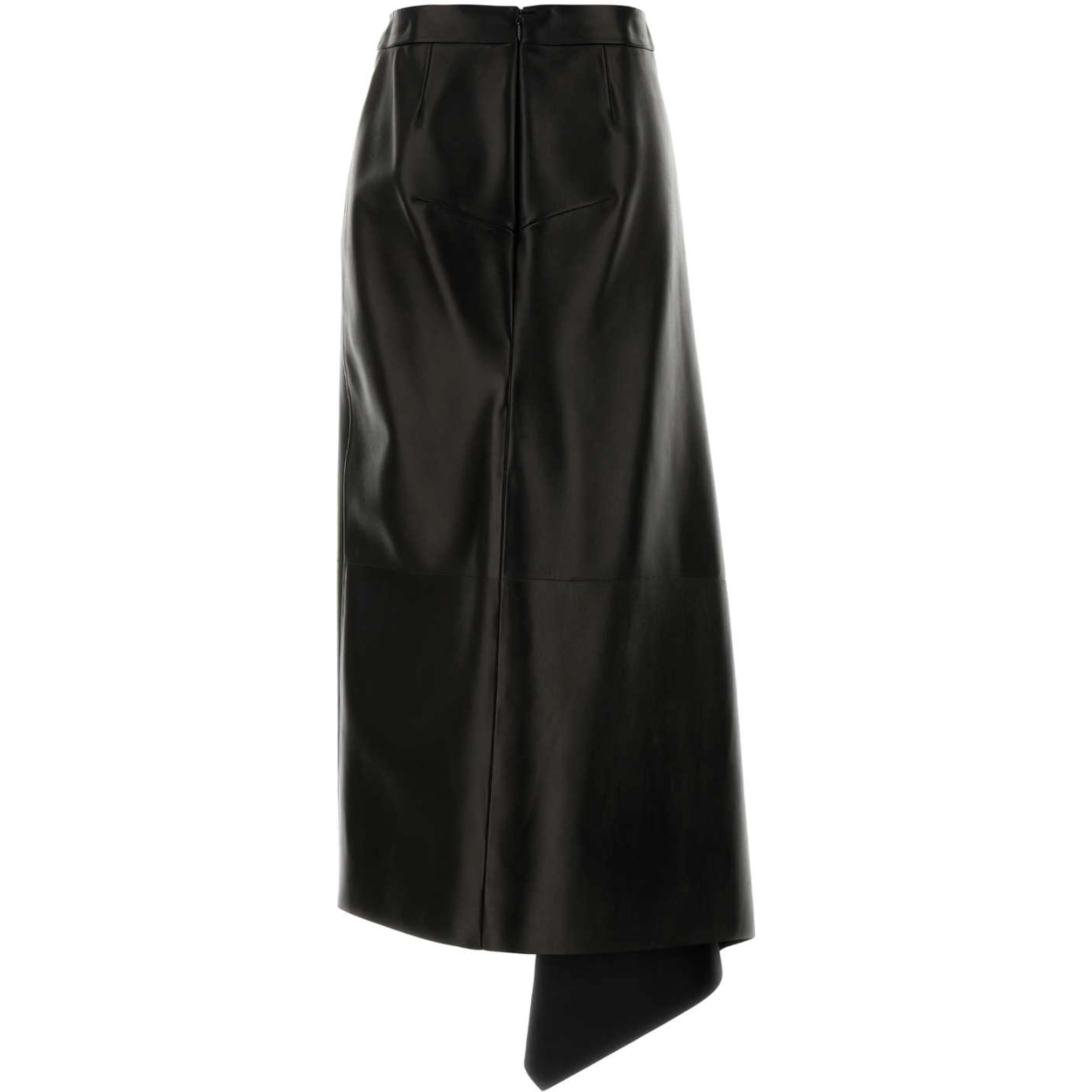 SLASHED LONG LEATHER SKIRT