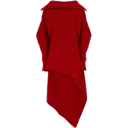 HIGH NECK SLASHED KNITTED DRESS