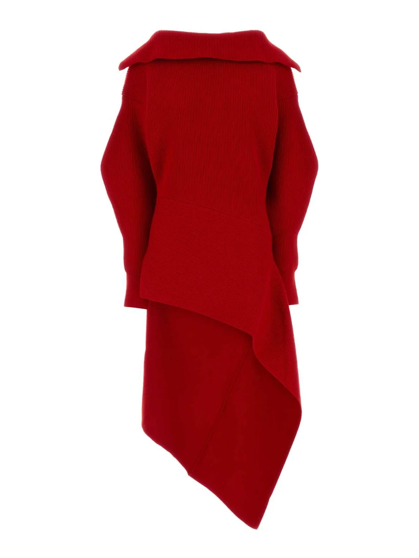 HIGH NECK SLASHED KNITTED DRESS